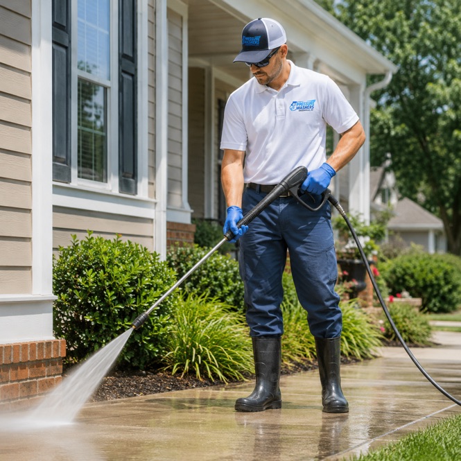 Pressure washing crew in Greenville, SC
