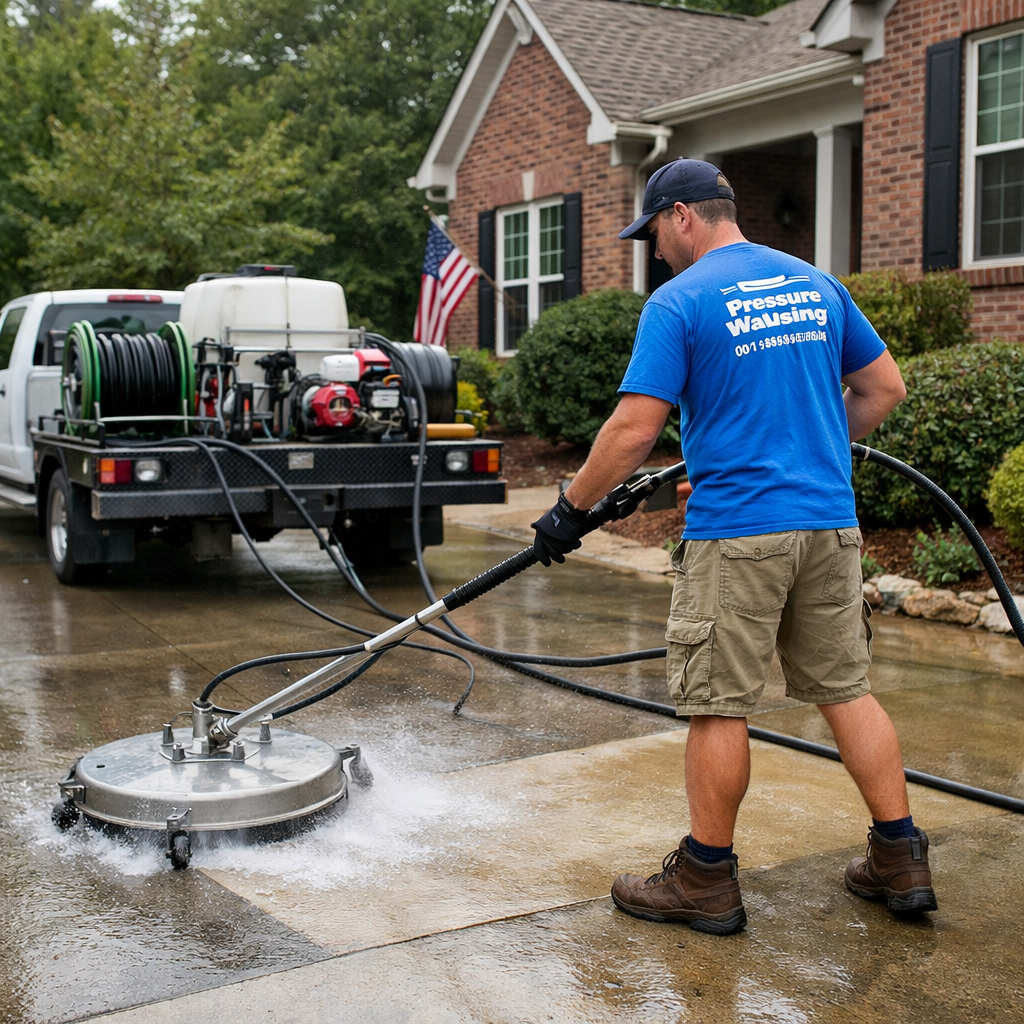 Pressure Washer working on a residential property