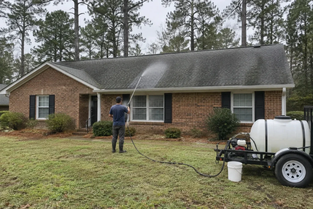 Roof Soft Washing in Greenville, SC